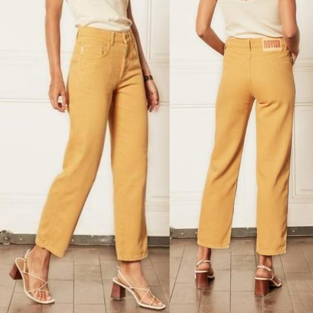 BOYISH The Timmy Super Eco Rigid Button Fly High Rise Straight Jean in Gold Rush